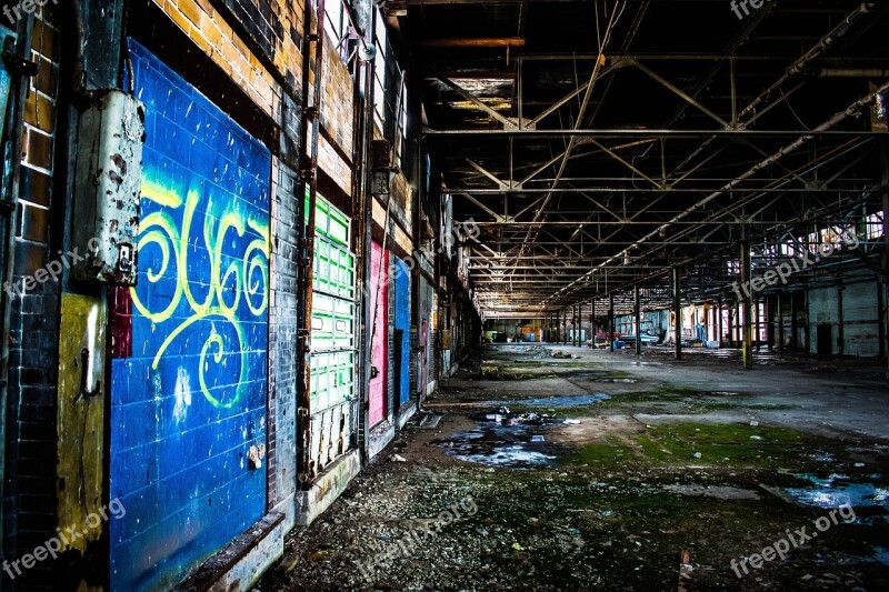 Warehouse Abandoned Wall Dark Grungy