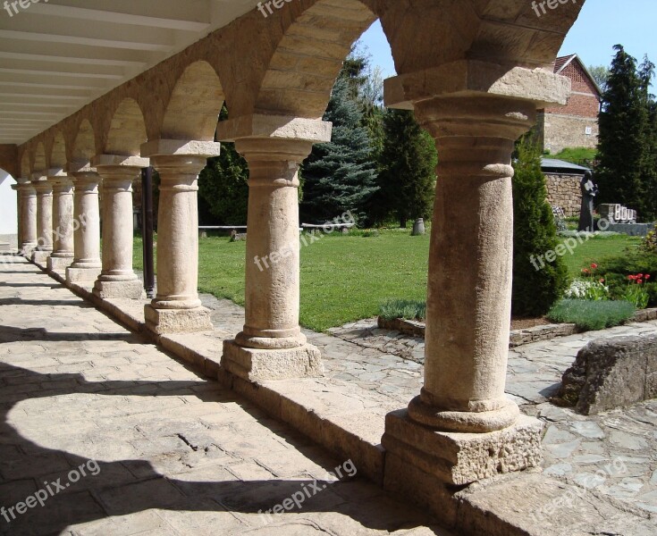 Monastery Colonnade Courtyard Guča Gora Free Photos