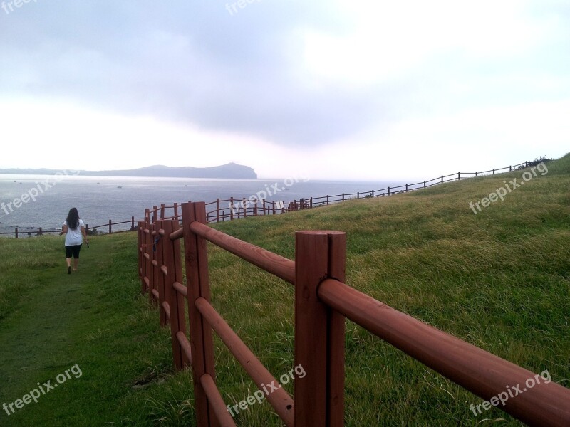 Jeju Island Sea Fence Waves Jeju Island Sea