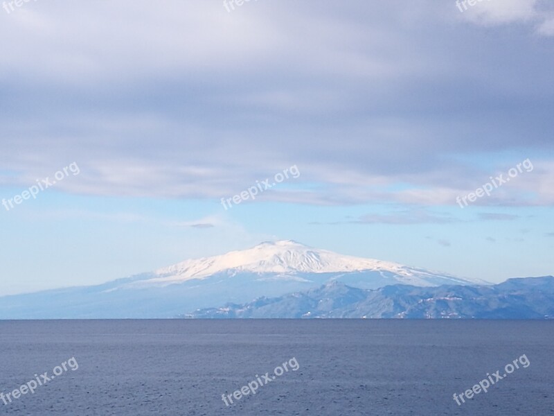 Landscape Sea Etna Messina Strait Reggio Calabria