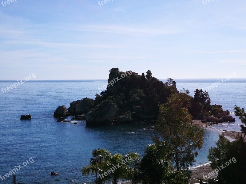 Taormina Isola Bella Landscape Sea Free Photos