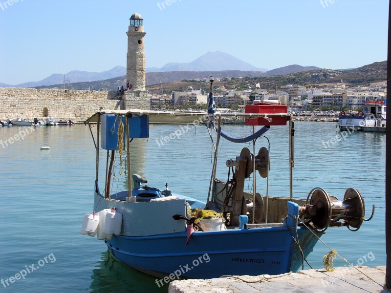 Boat Fishing Boat Greece Crete Heraklion