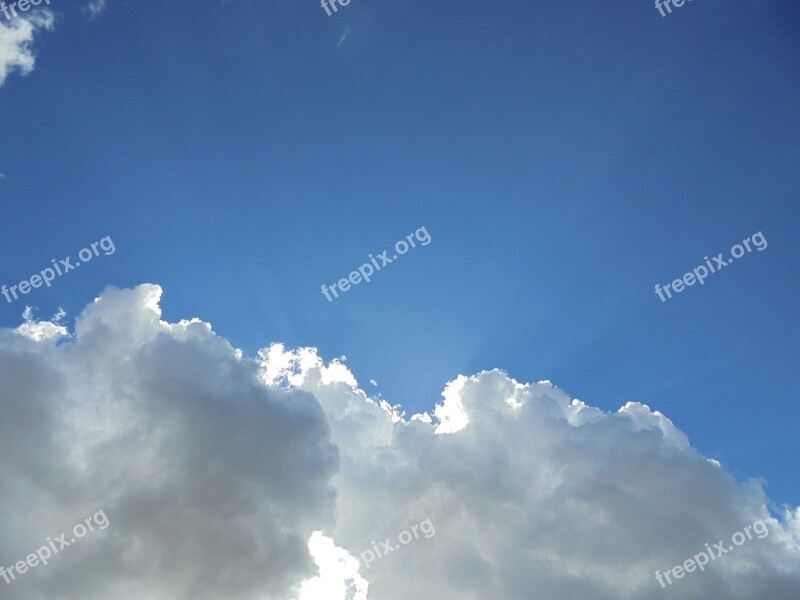 Clouds Sunbeams Nature Blue Sky