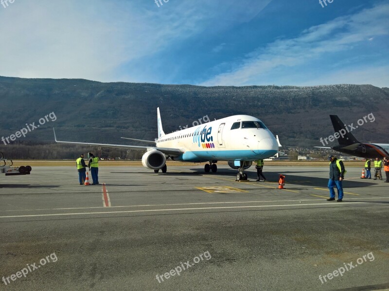 Plane Airport Mountains Chambery Aircraft