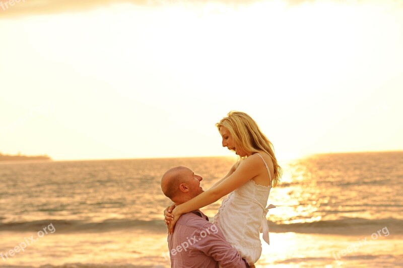 Valentine Sunset Beach Couples Love