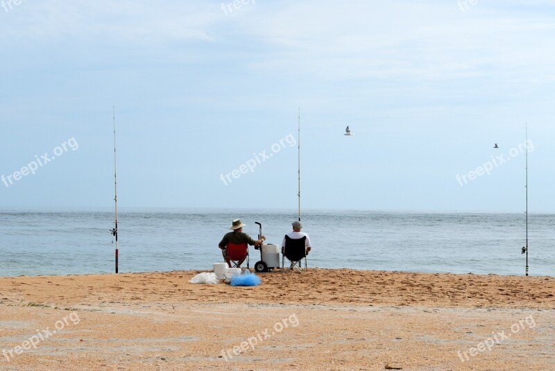 Surf Fishermen Surf Fishing Fisherman Ocean Water