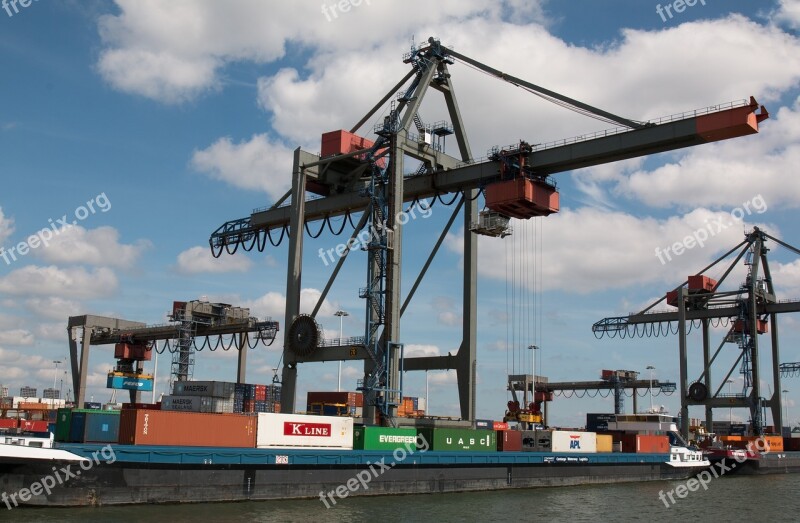 Netherlands Rotterdam Port Container Crane Free Photos