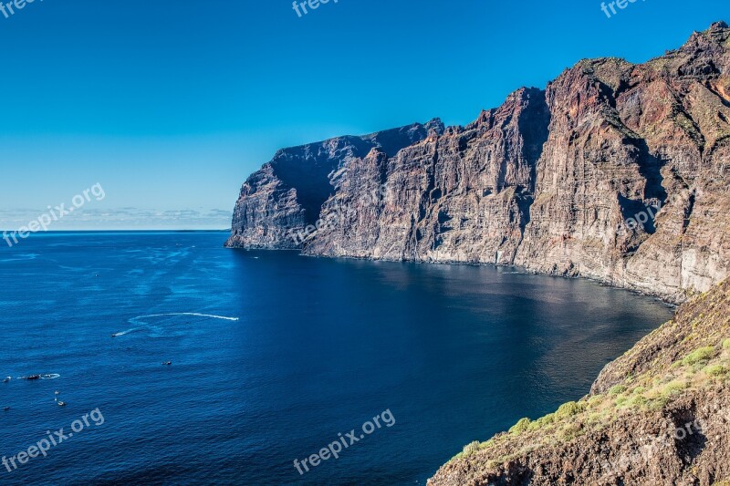 Tenerife Los Gigantes Coast Cliff Sea