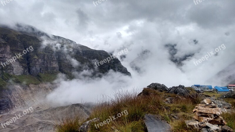 Annapurna Basecamp Clouds Mountain Nepal