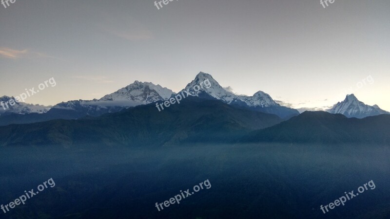 Annapurna Range Landscape Mountain Peak