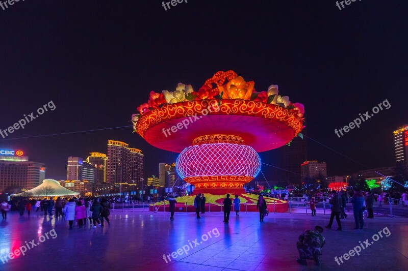 Chinese New Year Xining Center Square Lantern Baskets Free Photos