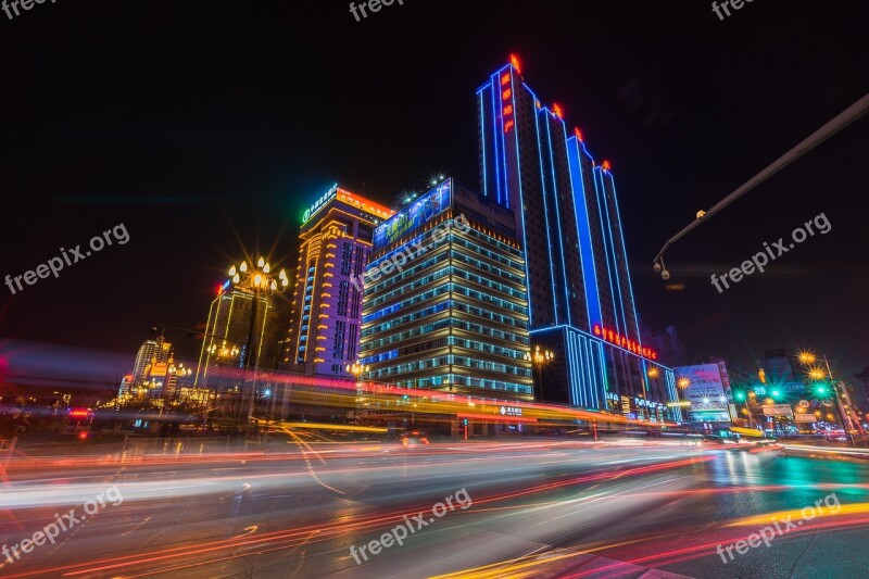 Xining Yellow River Road Night View Slow Gate Free Photos