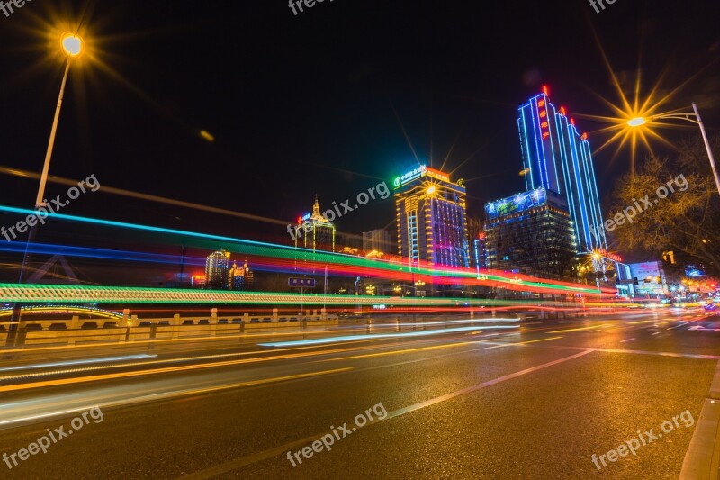 Xining Yellow River Road Night View Slow Gate Free Photos