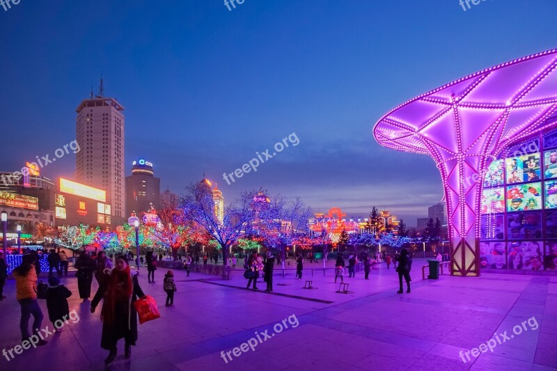 Chinese New Year Xining Center Square Night Free Photos