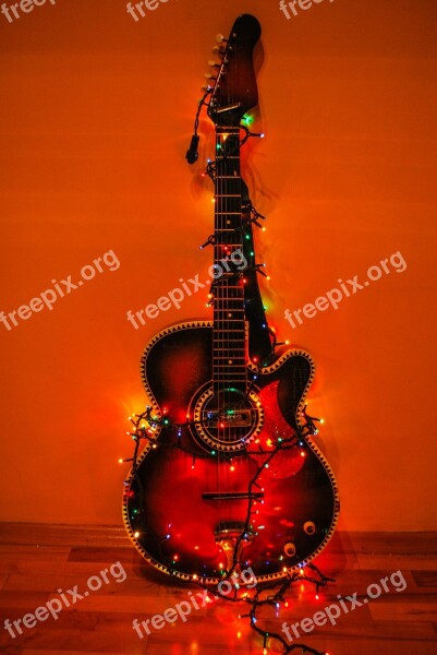 Guitar Lights Color Colour Red