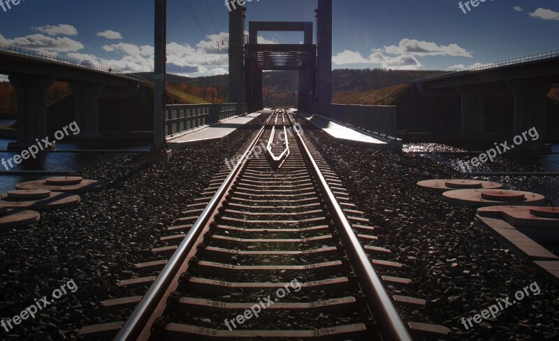 Railway Track Sun Sky Bridge Free Photos