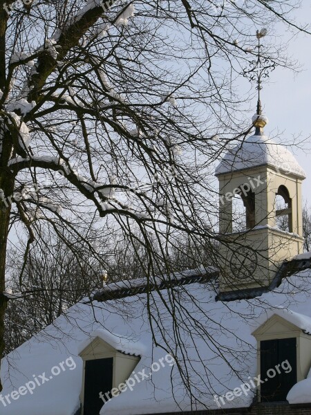 Church Snow Frost Ice Winter Landscape