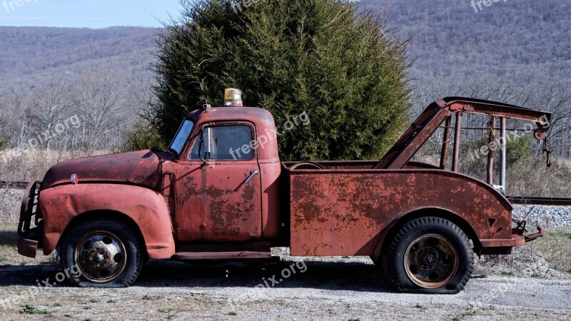 Wrecker Tow Truck Antique Old Truck