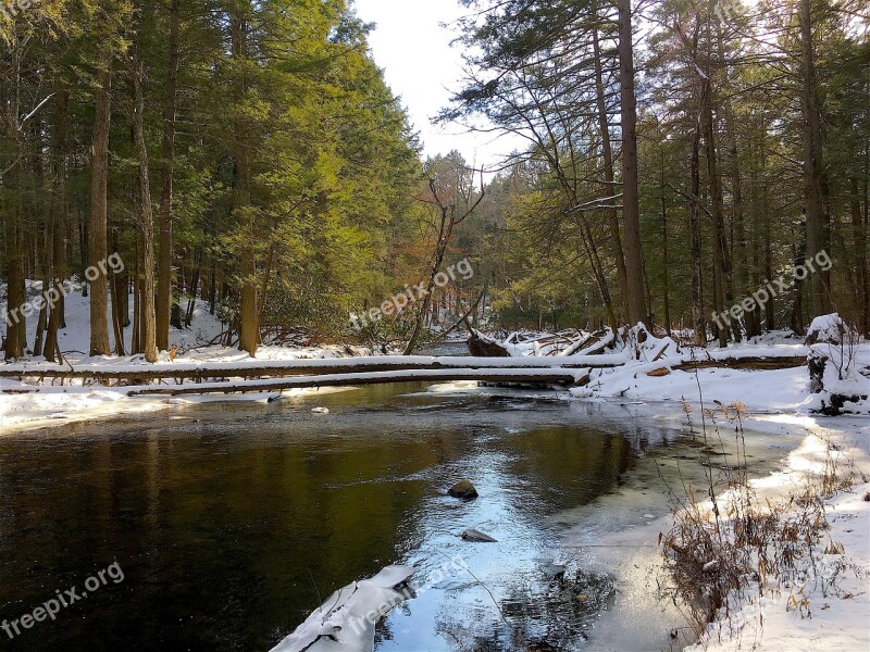 River Winter Snow Landscape Nature