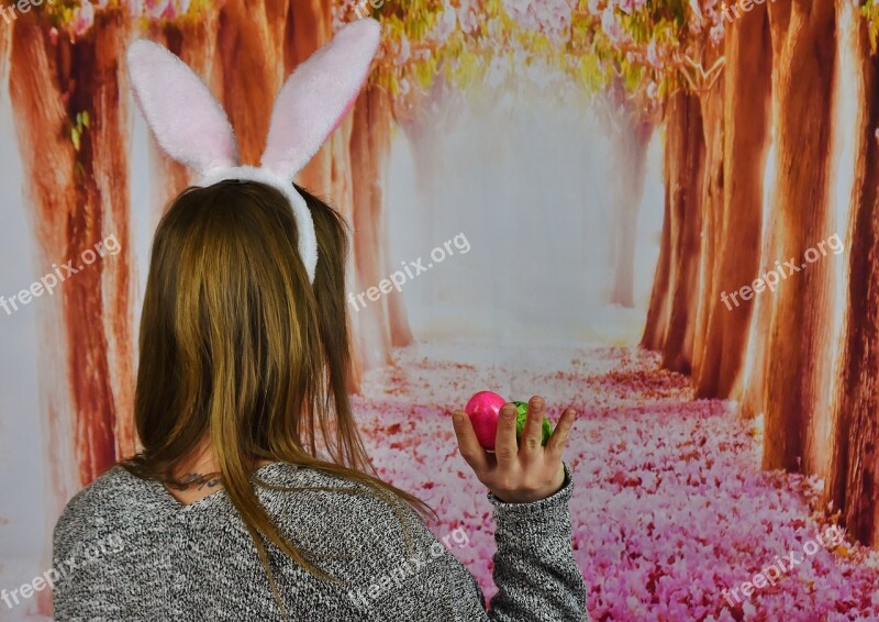 Easter Girl Rabbit Ears Egg Easter Bunny