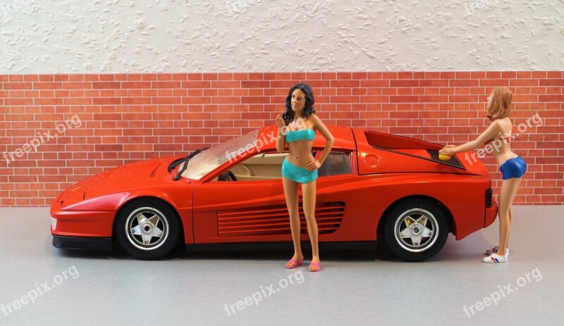 Model Car Ferrari Model Testarossa Diorama