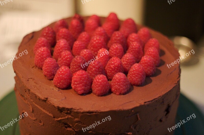 Cake Chocolate Raspberry Fresh Fruit