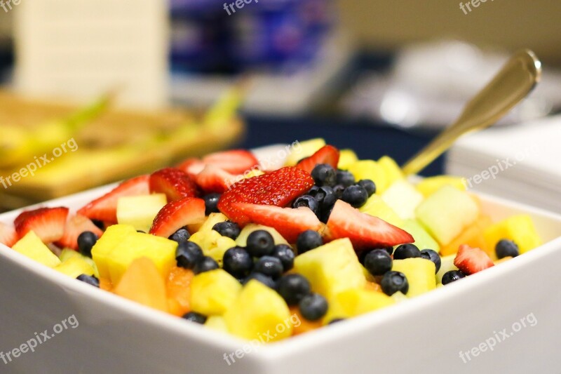 Fruit Salad Fresh Blueberries Strawberries Melon