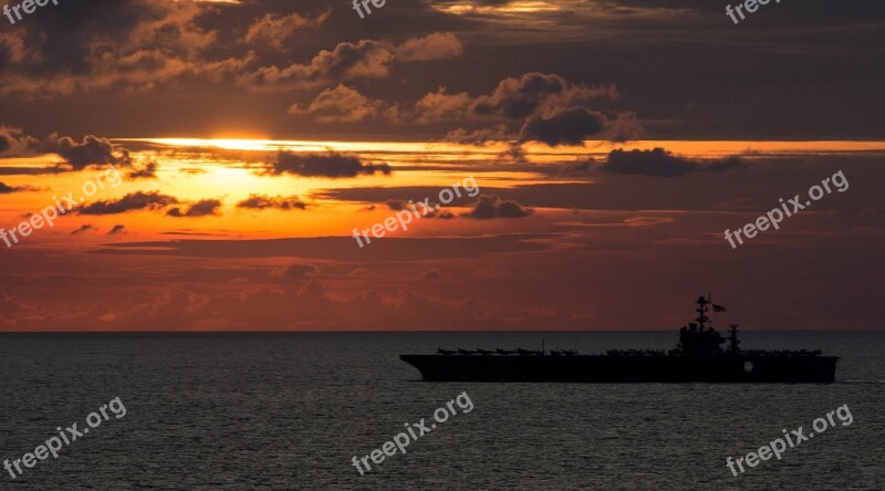 Sunset Water Ocean Silhouette Dusk