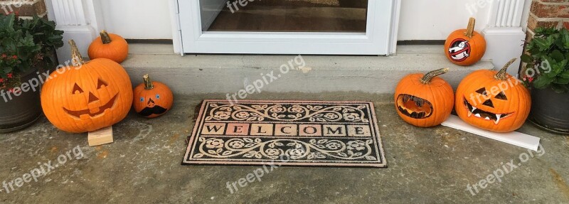 Pumpkins Halloween Front Door Welcome Mat Halloween Front Door