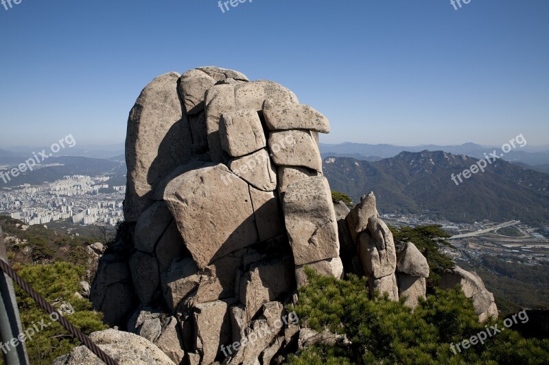 Mountain The City Of San Bukhansan Mountain Free Photos