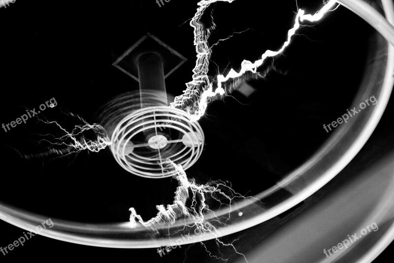 Electricity Shock Tesla Coil Black And White