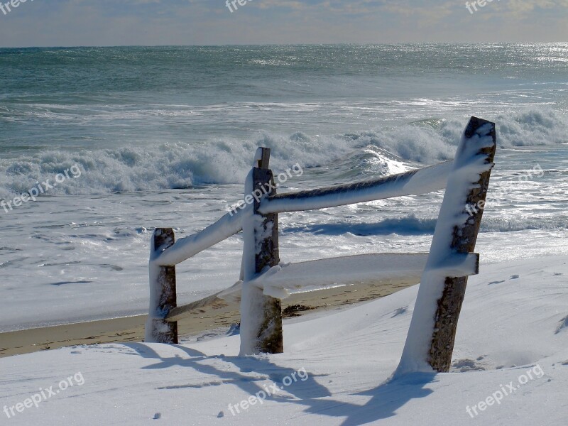 Fence Beach Sea Nature Sand