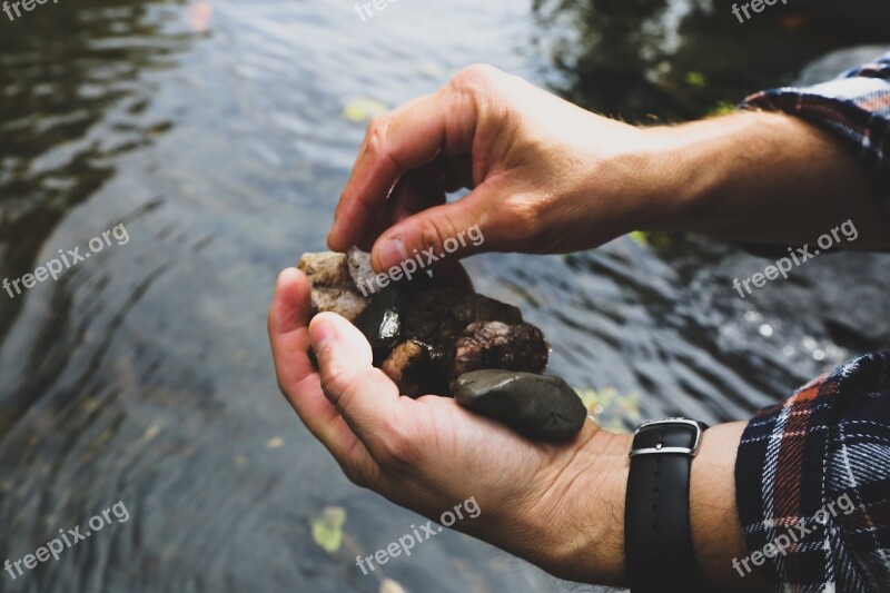 Outdoors Nature River Rocks Plaid