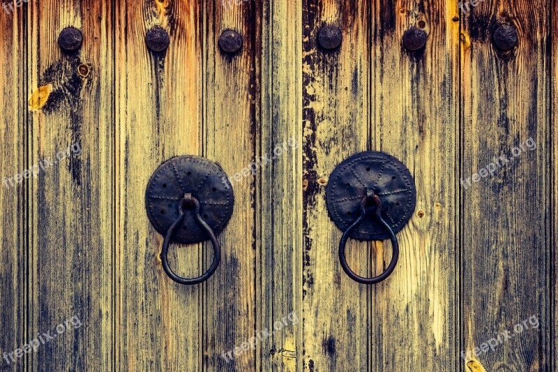 Door Wooden Knocker Old Entrance