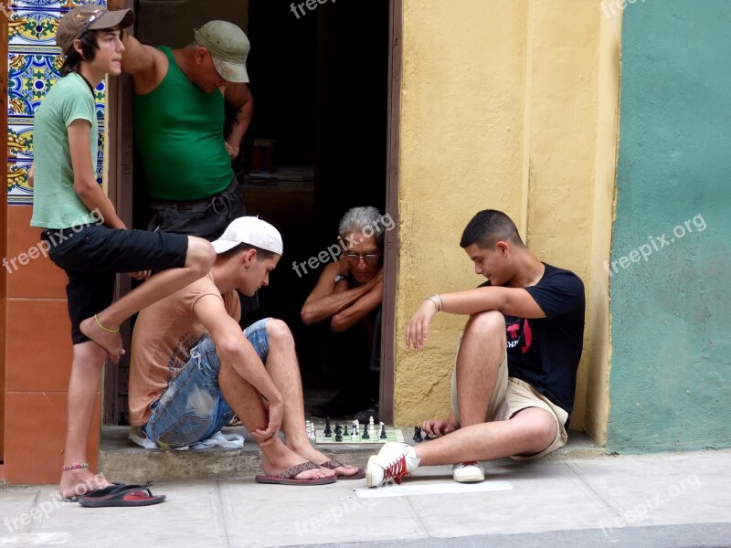 Chess Street Pavement Young Men