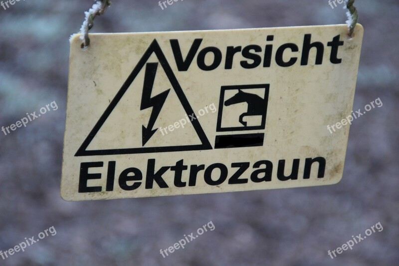 Electric Fence Shield Warnschild Warning Electricity