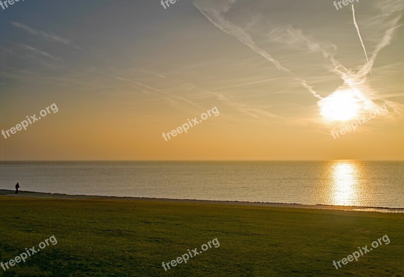 Büsum Mecklenburg Germany Sunset Sea