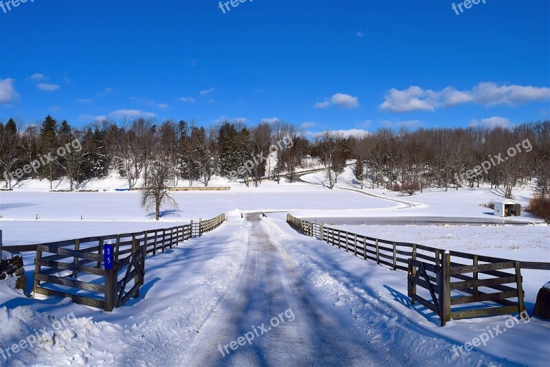 Snow Fence Rural Winter Cold