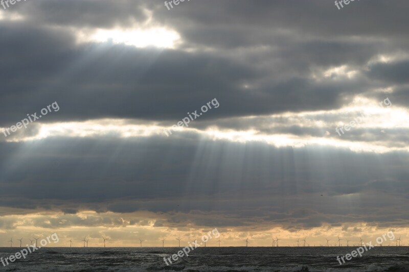 Sea Clouds Sunbeam Sun Atmospheric