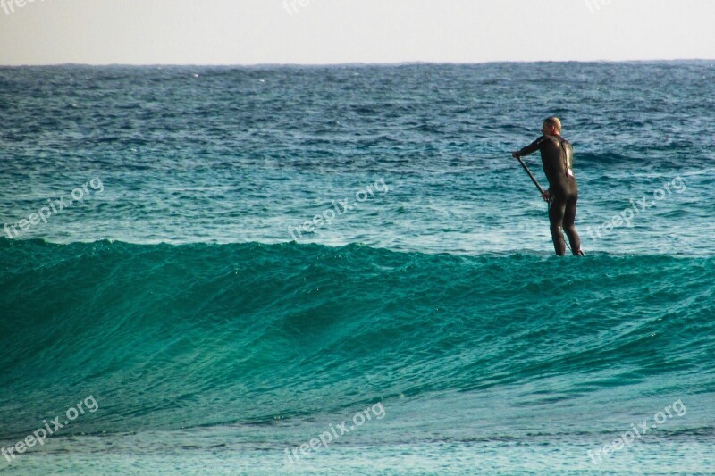 Paddle Board Sport Action Surfing Surfboard