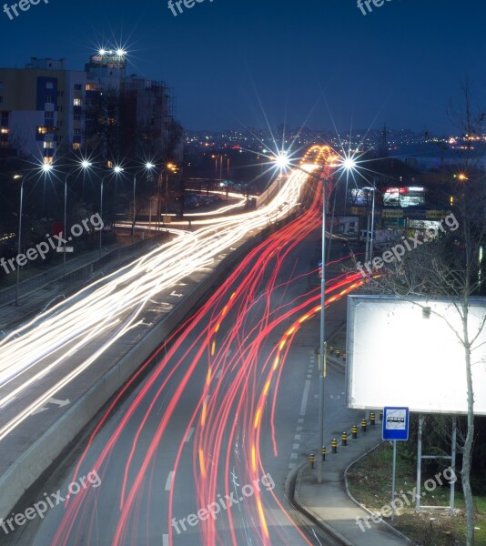 Burgas Night Traffic Landscape Bulgaria