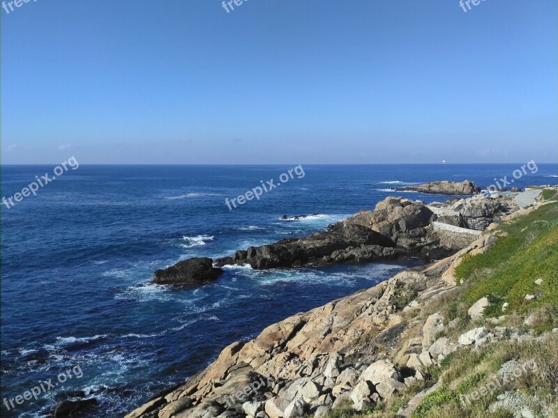 Sea Costa Waves Rock Galicia