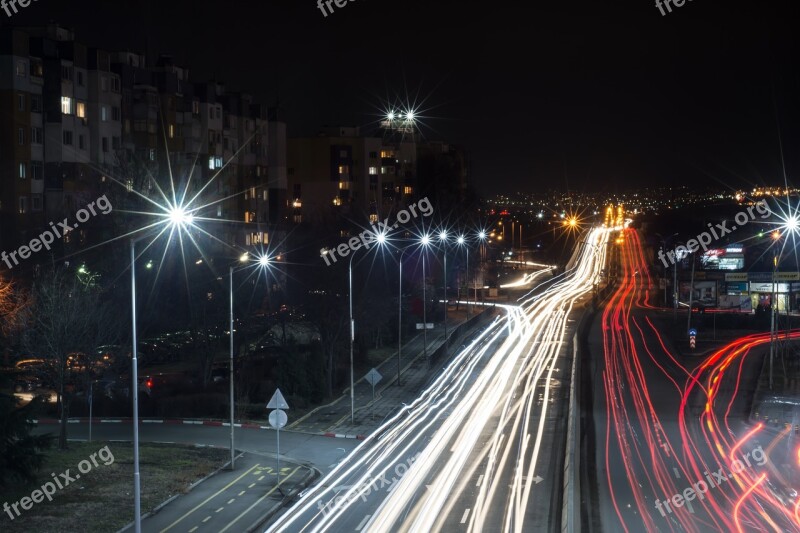 Burgas Traffic Night City Bulgaria