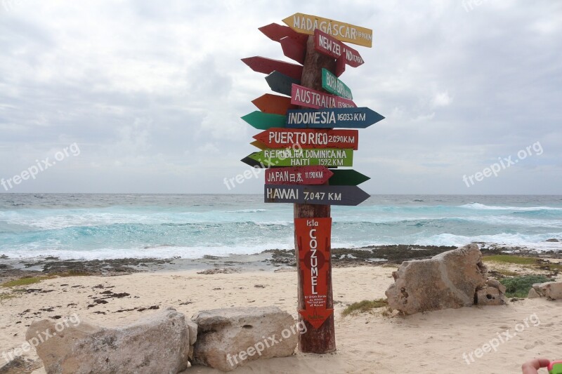 Beach Mexico Cozumel Sign Travel