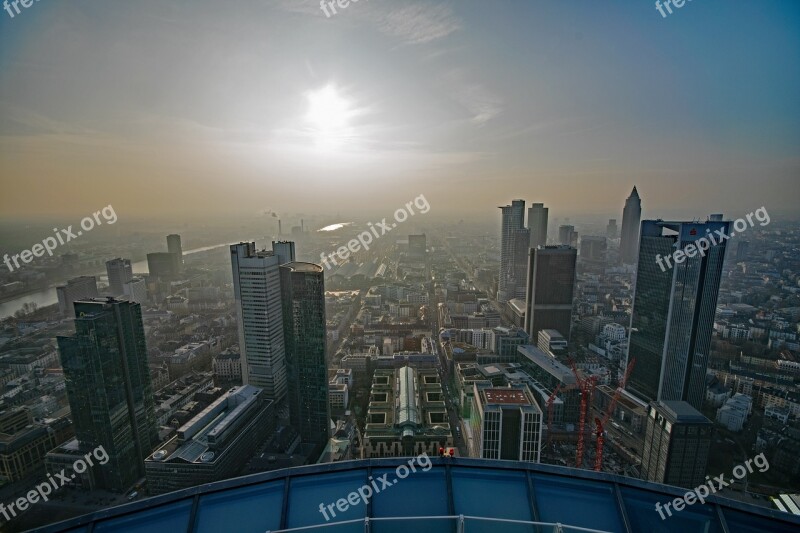 Frankfurt Hesse Germany Main Tower Aerial View