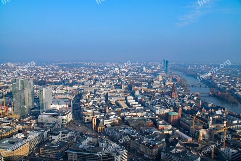 Frankfurt Hesse Germany Main Tower Aerial View