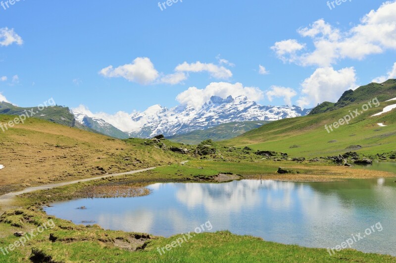 Switzerland Mountains Valley Bergsee Nature