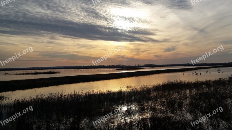 Landscape Sunset Wildlife Missouri Wetlands