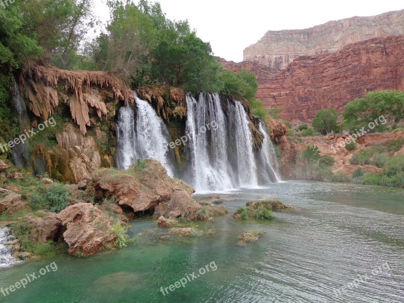 Waterfall Grand Canyon Nature Landscape Water