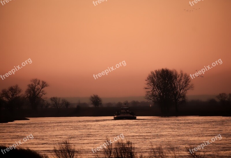 Landscape River Kahn Trees Twilight